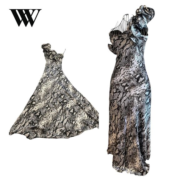 Va Va Boom Black & White Ruffles Elegant Dress (M) - Picture 1 of 12